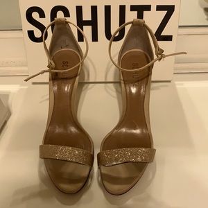 Schutz Ankle Strap Heels with a Touch of Shimmer